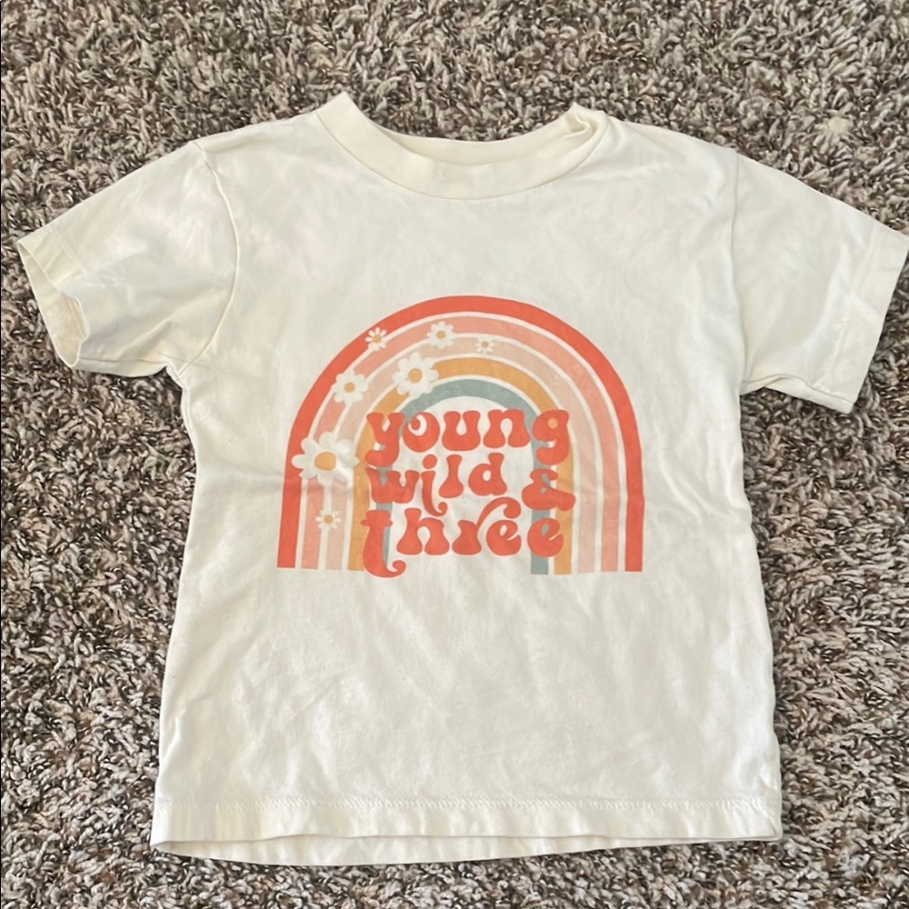 Toddler Third Birthday Rainbow Graphic T-Shirt